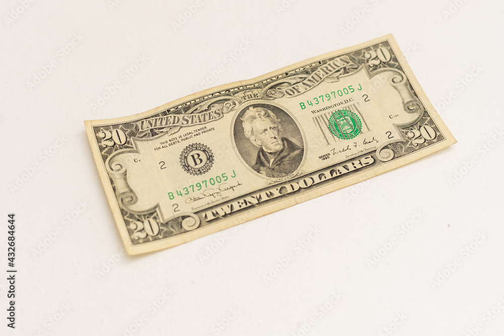 Close up dollar banknote on white background Close up dollar banknote on white background