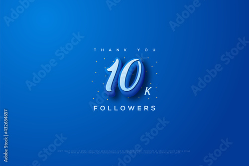 thank you 10k followers with blue background and blue number effect.