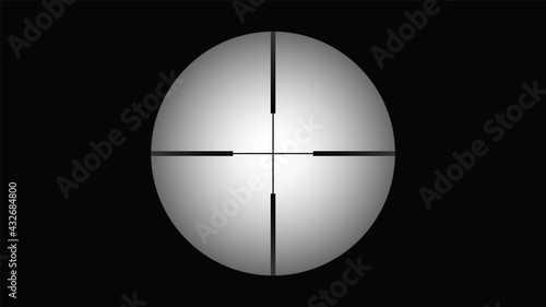 Crosshairs of a sniper scope reticle. Cross hairs of a rifle gun aiming optical viewfinder.