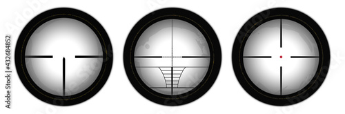 Rifle reticle. Sniper scope. Crosshairs of a gun optics.