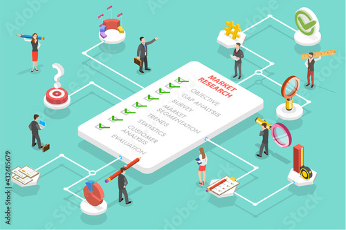 3D Isometric Flat Vector Conceptual Illustration of Market Research Strategy, Financial Investment and Profit Improving