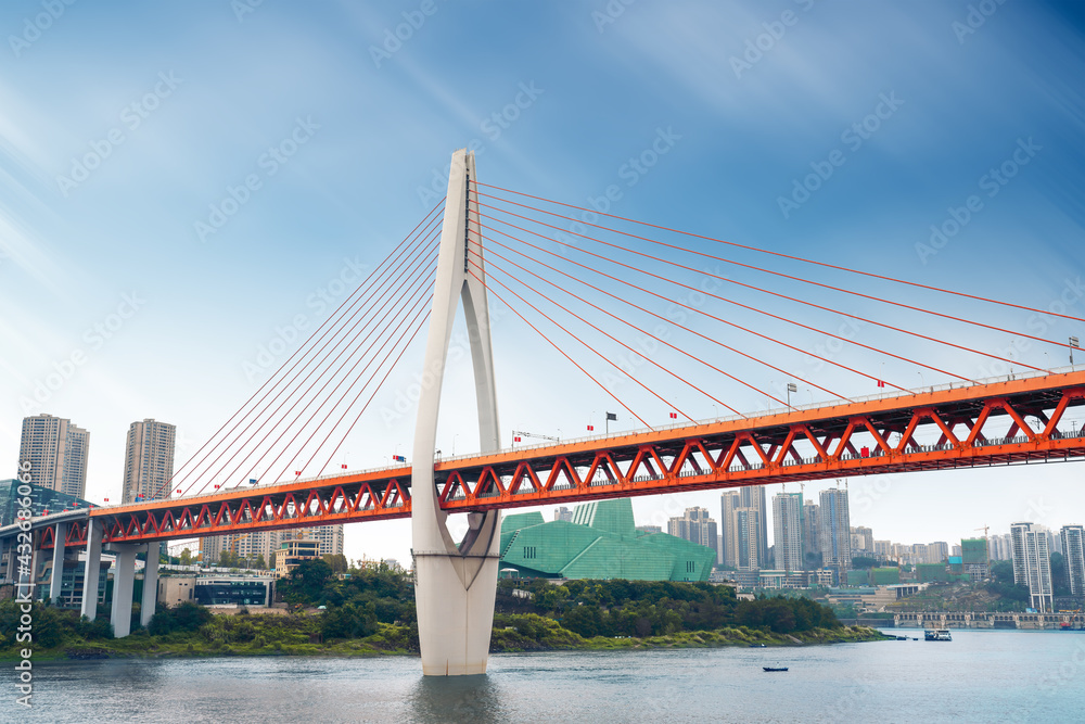 Obraz premium modern panoramic skyline of chongqing,yangtze river bridge,china