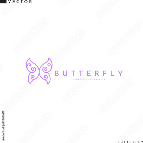 Abstract butterfly logo. Line art 