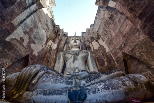 The Great Mara Buddha image at Wat Si Chum  known as  Phra Achana  is one of the ancient religious sites in the area of       Sukhothai Historical Park  Thailand.
