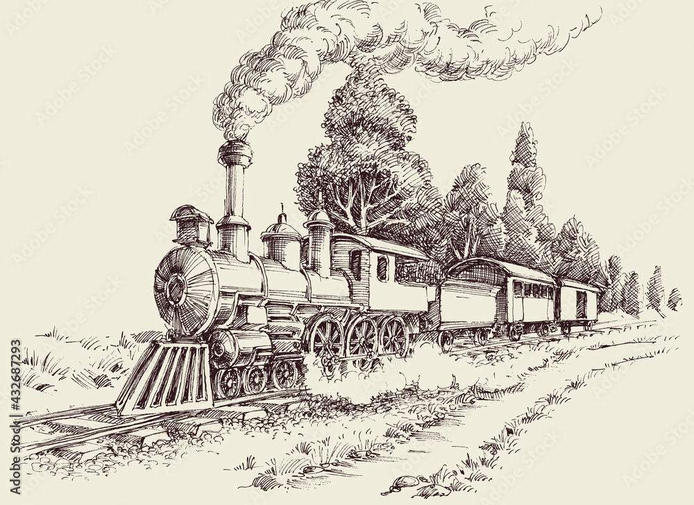 steam locomotive sketch
