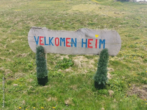 Fedje Island Welcome Sign  West Coast Norway Travel Holiday photo