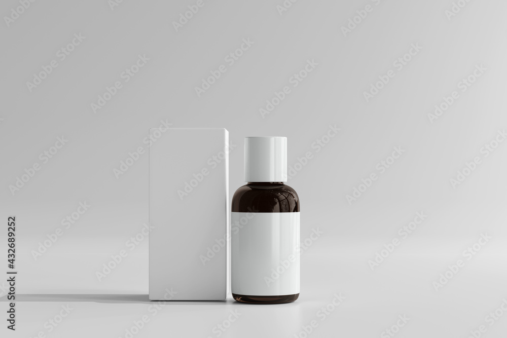 Isolated Cosmetic Bottle and Box 3D Rendering Isolated Cosmetic Bottle and Box 3D Rendering