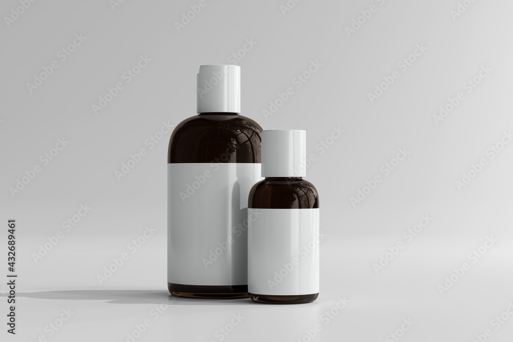 Isolated Cosmetic Bottle and Box 3D Rendering