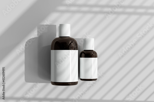 Isolated Cosmetic Bottle and Box 3D Rendering