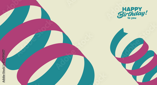 Birthday. Festive ribbon, spiral. Simple, fun, vector illustrations.