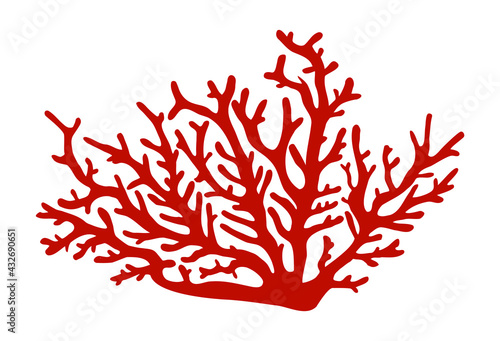 Red Tropical multi-flowered coral Gorgonacea silhouette logo icon