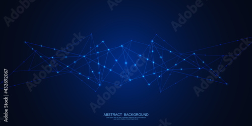 Abstract technology background with connecting dots and lines. Global network connection, digital technology and communication concept.