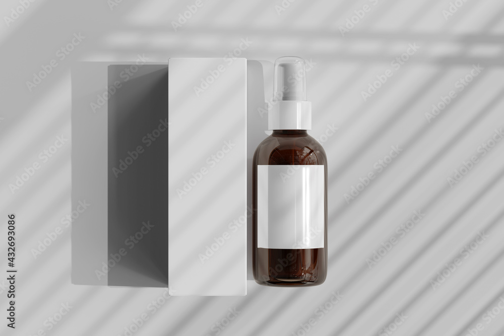 Fototapeta premium Isolated Amber Glass Cosmetic Spray Bottle 3D Rendering