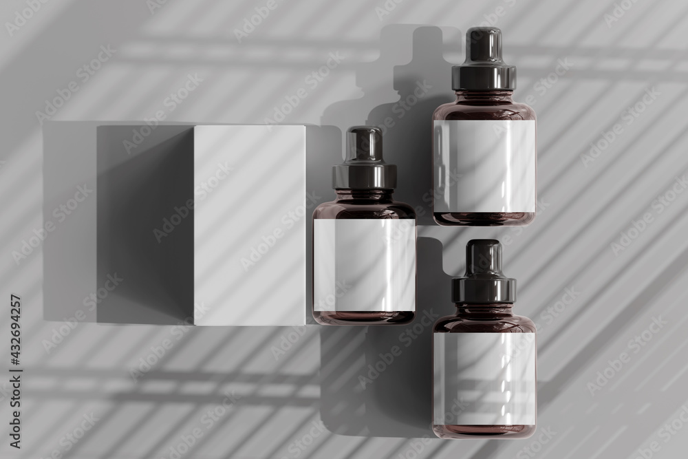 Isolated Amber Glass Dropper Bottle with Box 3D Rendering Isolated Amber Glass Dropper Bottle with Box 3D Rendering