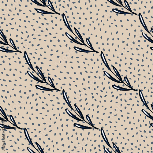 Obraz na plátně Black simple twig outline seamless pattern in hand drawn style