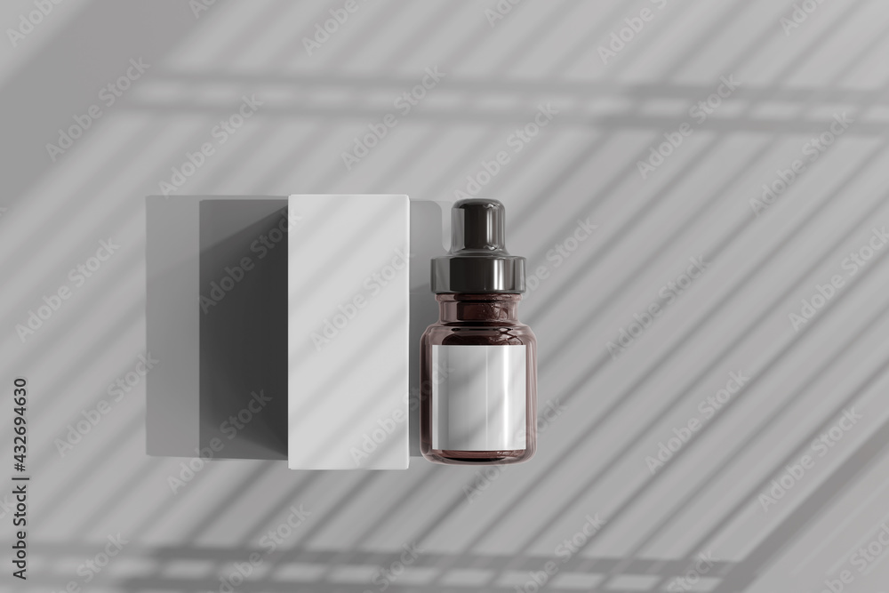 Isolated Amber Glass Dropper Bottle with Box 3D Rendering Isolated Amber Glass Dropper Bottle with Box 3D Rendering