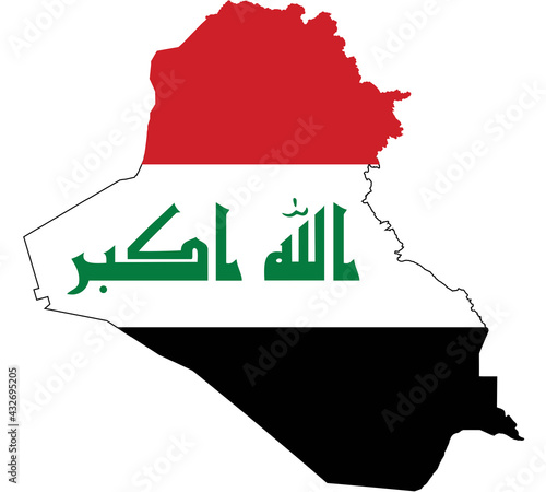 Map Flag of Iraq isolated on white background. Vector illustration eps 10