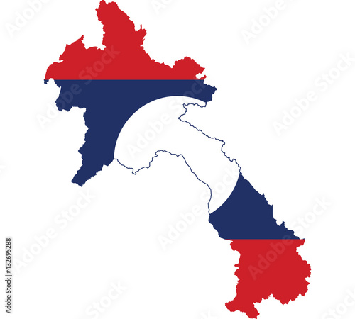 Map Flag of Laos isolated on white background. Vector illustration eps 10
