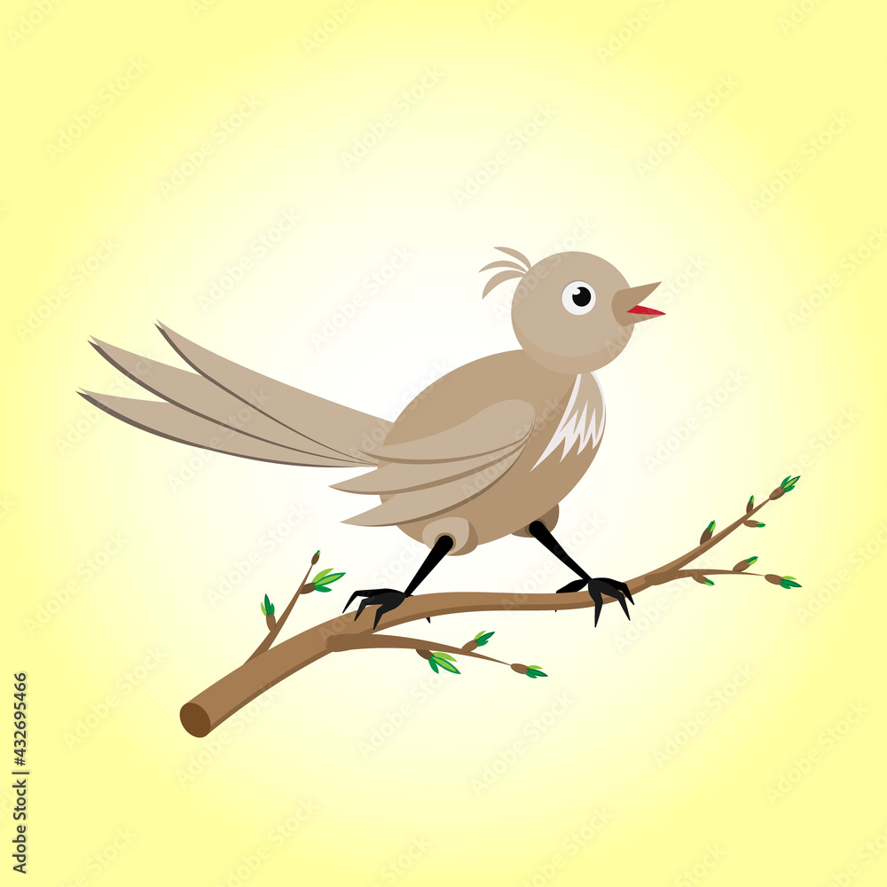 A bird on a branch in the spring. Vector illustration of a bird for animation. All the details are on separate layers with names. Editable strokes.
A bird on a branch in the spring. Vector illustration of a bird for animation. All the details are on separate layers with names. Editable strokes.