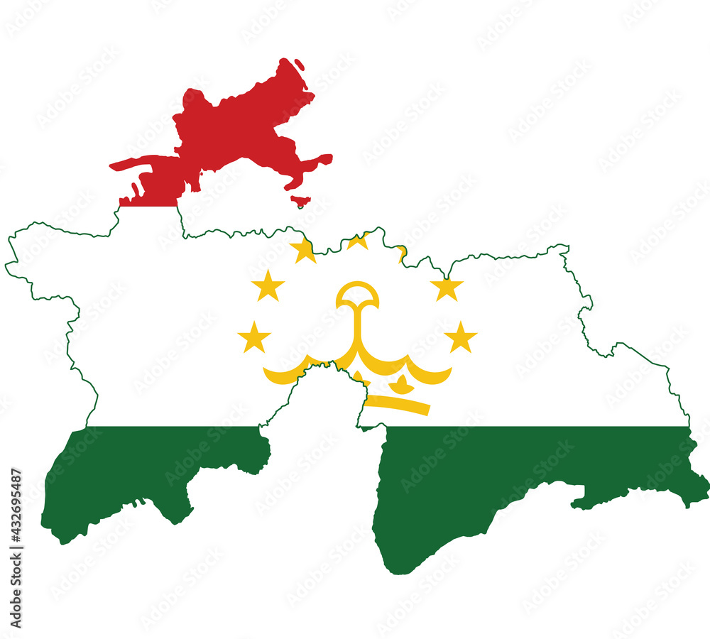 Obraz premium Map Flag of Tajikistan isolated on white background. Vector illustration eps 10