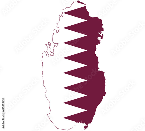 Map Flag of Qatar isolated on white background. Vector illustration eps 10