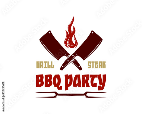 Vintage Retro Rustic BBQ Grill, Barbecue, Barbeque Label Stamp Logo design vector