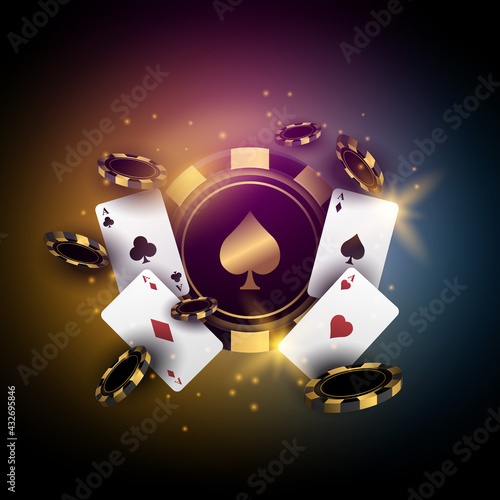 Poker casino with playing card and chips