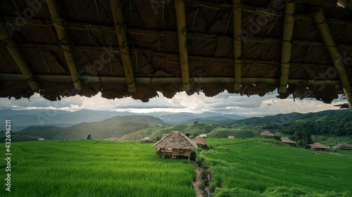 Beautiful view of rice terraces in Chiang Mai, Thailand. Chiang Mai is naturally beautiful in Thailand, Southeast Asia.