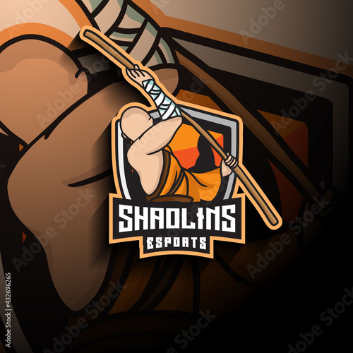 Shaolin esport mascot logo illustration