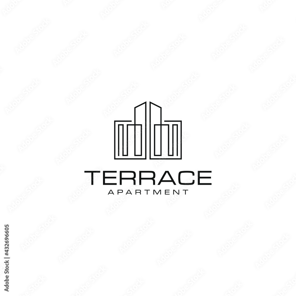 Illustration Vector Graphic Terrace Apartment. Perfect for all types of Corporate Buildings, Hotels, Apartments etc.