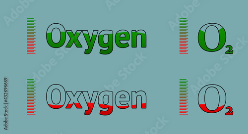 oxygen level high text filled with green color and level low text filled with red color conceptual