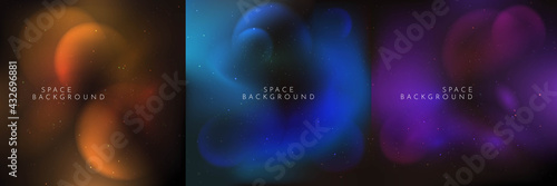 Vector illustration. Blurred wallpaper. Nebula in space. Abstract banner. Dark starry background. Milky Way. Minimalist concept. Cosmic sky. Design element for social media template, web banner