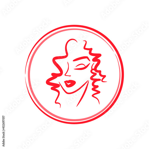 girl face logo. young woman portrait