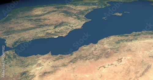 Alboran sea in planet earth, aerial view from outer space photo