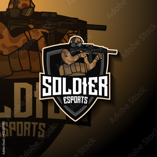 Soldier esport mascot logo illustration