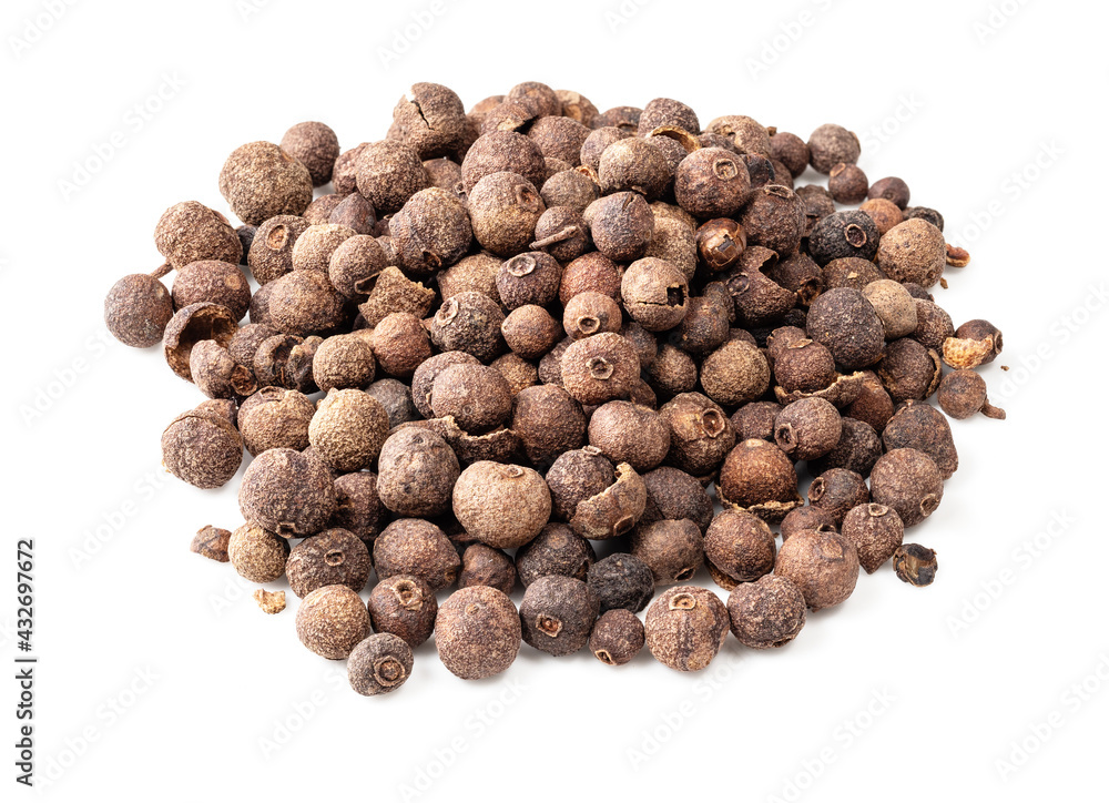 handful of allspice (jamaica pepper) on white handful of allspice (jamaica pepper) on white