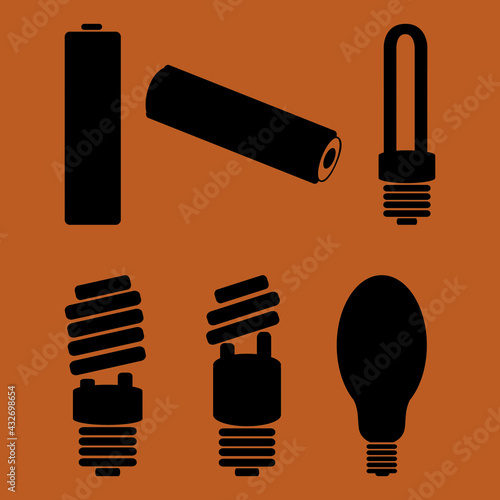 Symbols of hazardous waste. Flat set with symbols of hazardous waste. Vector illustration design element set. Logo, label. Flat design vector illustration. Line vector icon. Symbol, logo illustration.