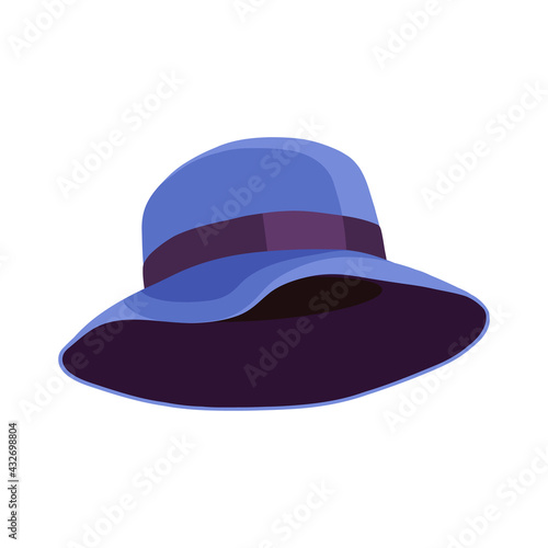 Women's hat in blue on a white background. Vector illustration of clothing.