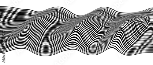 Black and white twisted stripes abstract background. Optical art abstract background wave design black and white