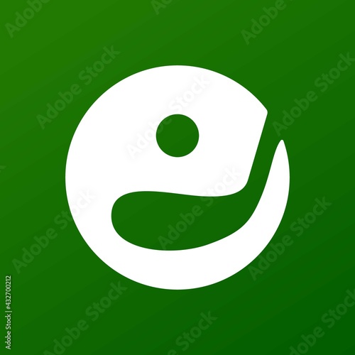 Abstract Golf Club Logo Design Template in Flat Style,icon putter for golf and boll on green grass background in circle.Vector Illustration
