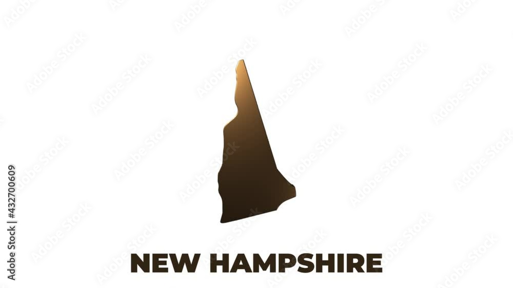 New Hampshire State of the United States of America. Animated 3d gold location marker on the map. Easy to use with screen transparency mode on your video. New Hampshire State of the United States of America. Animated 3d gold location marker on the map. Easy to use with screen transparency mode on your video.