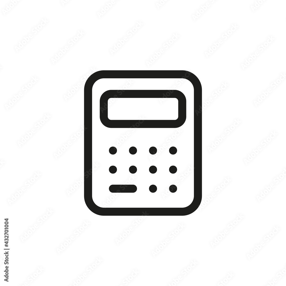 Calculator icon in line design style. Calculator icon in line design style.