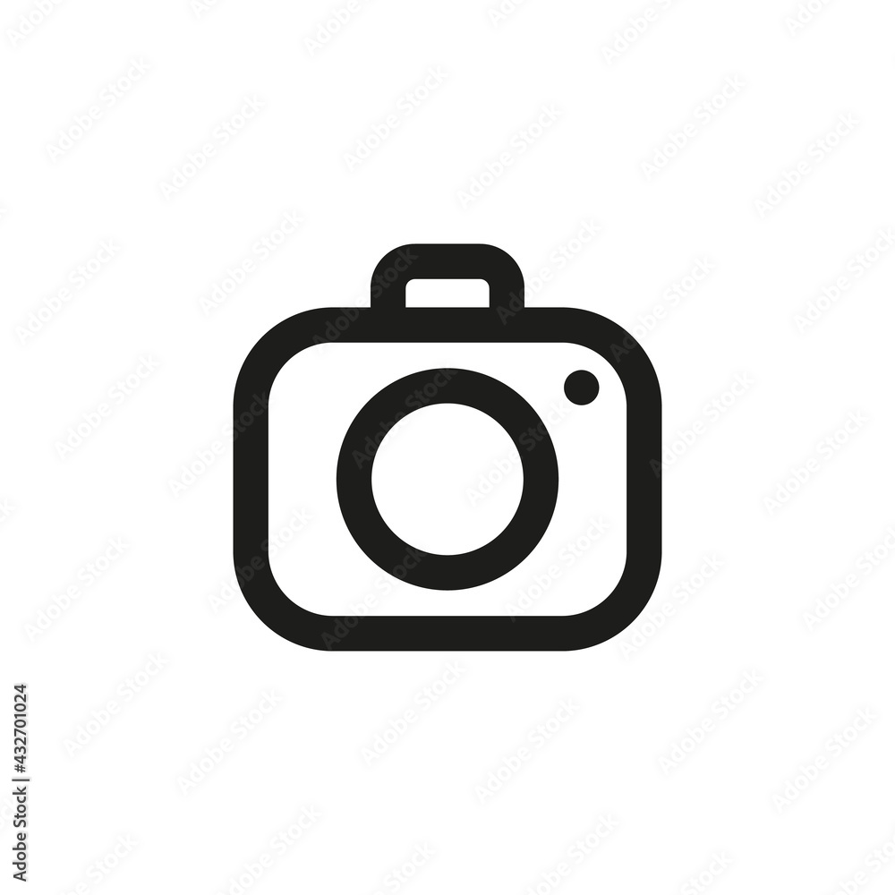 Photo camera icon in line design style. Photo camera icon in line design style.
