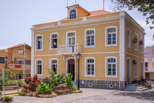 Ayuntamiento en la Villa de Pombas del Valle de Paul en la isla de Santo Antao, Cabo Verde