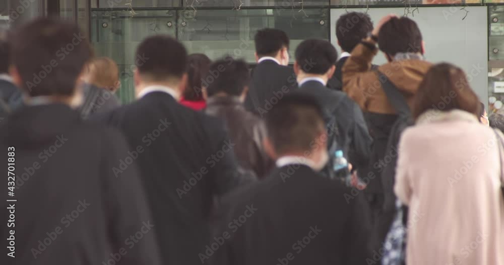 A slow motion of walking office workers at urban city in Shinagawa A slow motion of walking office workers at urban city in Shinagawa