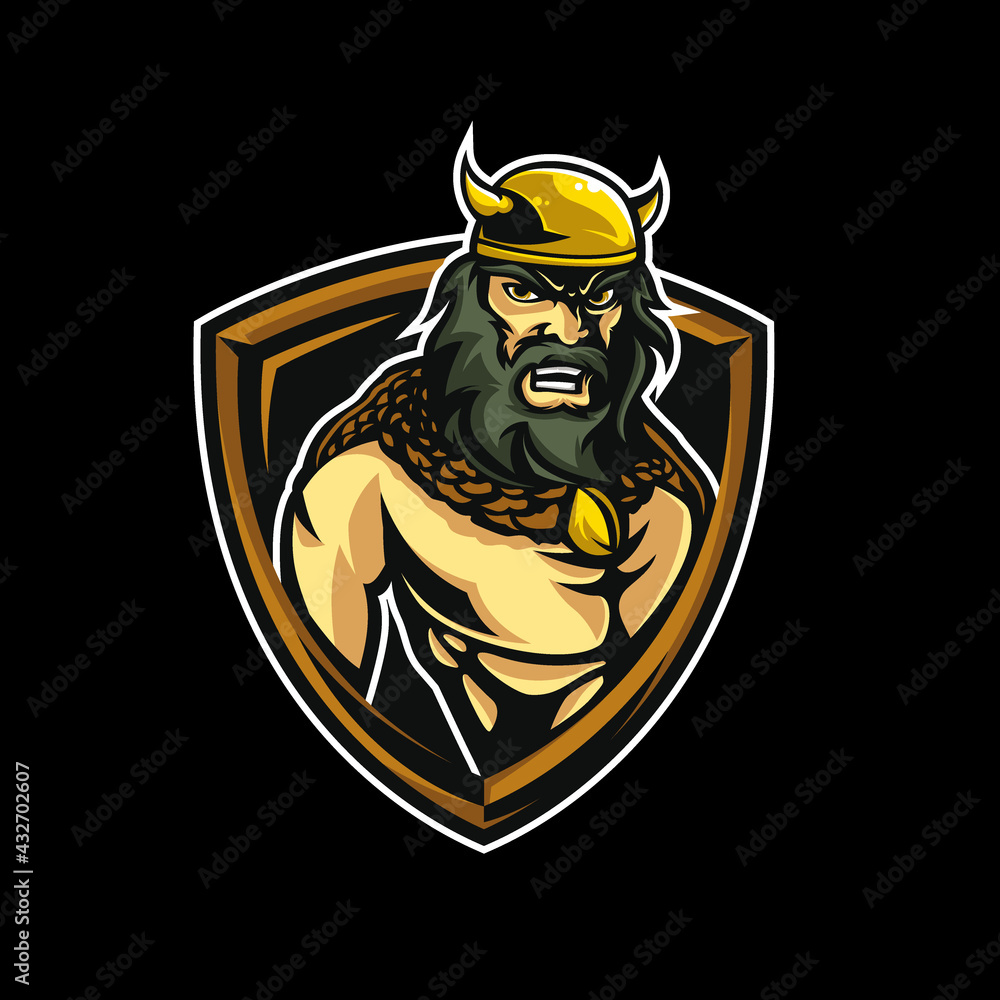 Viking Logo design. Viking Warrior fitness logo vector Stock Vector