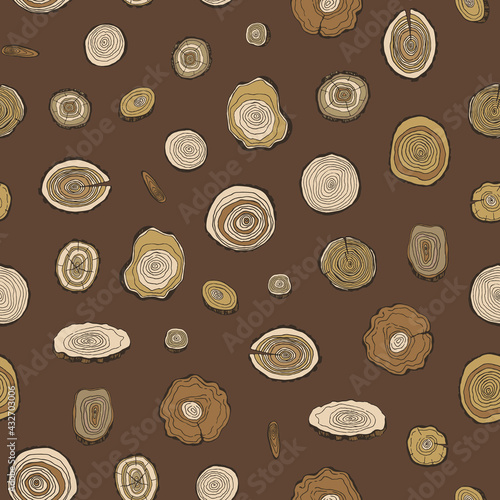 Tree rings seamless vector pattern