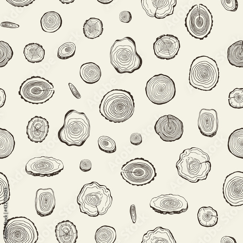 Tree rings seamless vector pattern