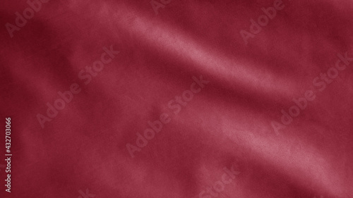 Red textile cloth flag with soft waves. Concept signs symbols communism