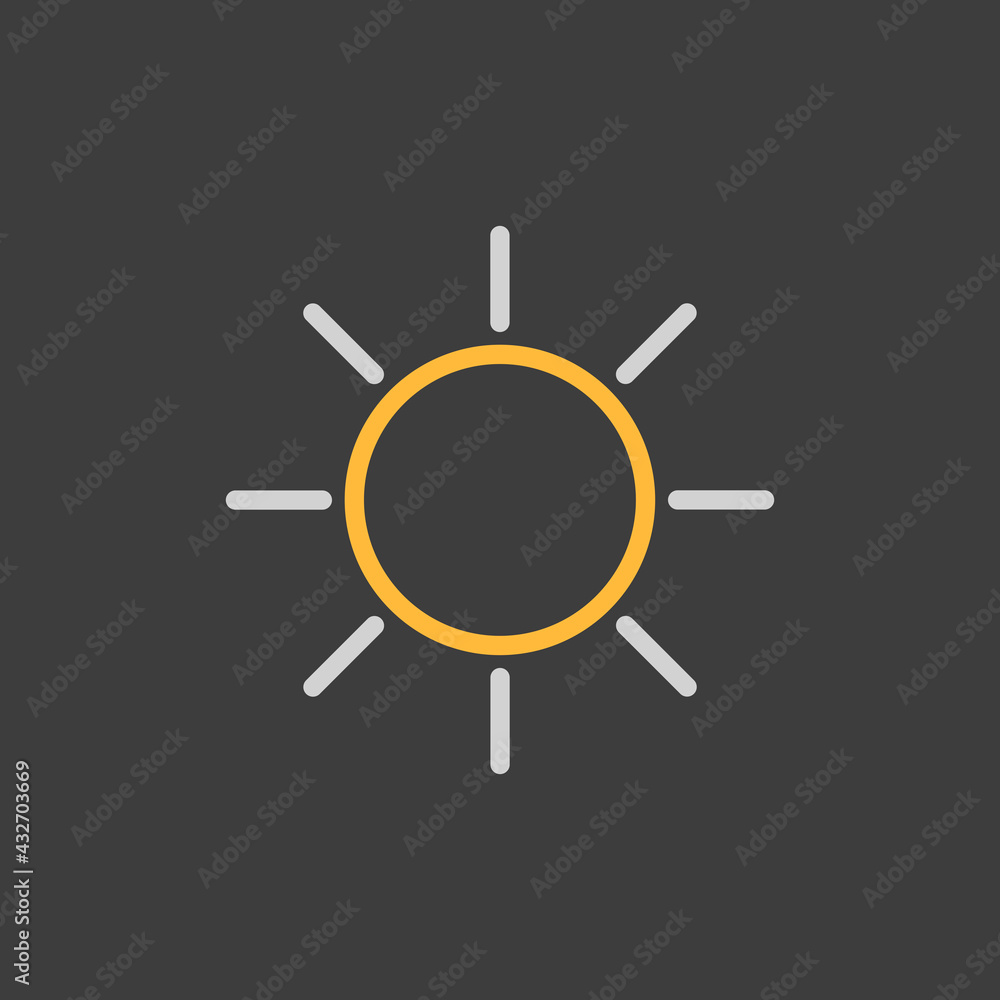 Sun vector icon. Symbol of the good weather Sun vector icon. Symbol of the good weather